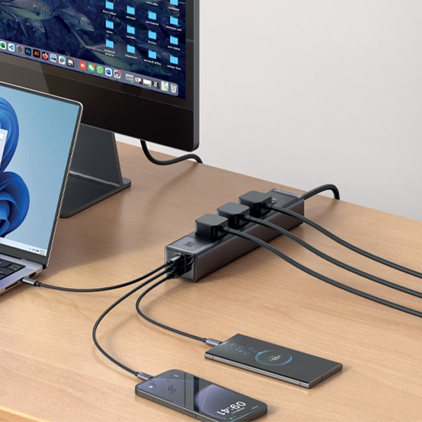 Asli Global 30W GaN 3 Outlet - 1 USB - 2 Type-C Surge Protection Power Strip Asli Global 30W GaN 3 Outlet - 1 USB - 2 Type-C Surge Protection Power Strip